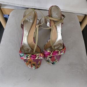 Dolce & Gabbana Pink and Gold Floral Sandals